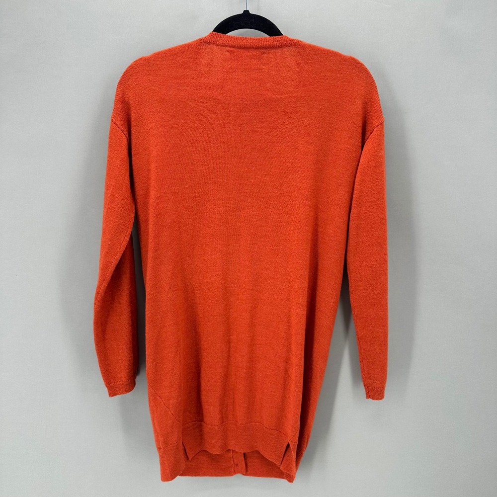 ZADIG & VOLTAIRE Cardigan Orange‎ Knit Cashmere Blend Leather Trim Womens M - Picture 6 of 10